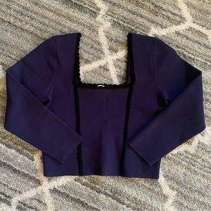 Sandro Velvet Trim Ponte Blouse